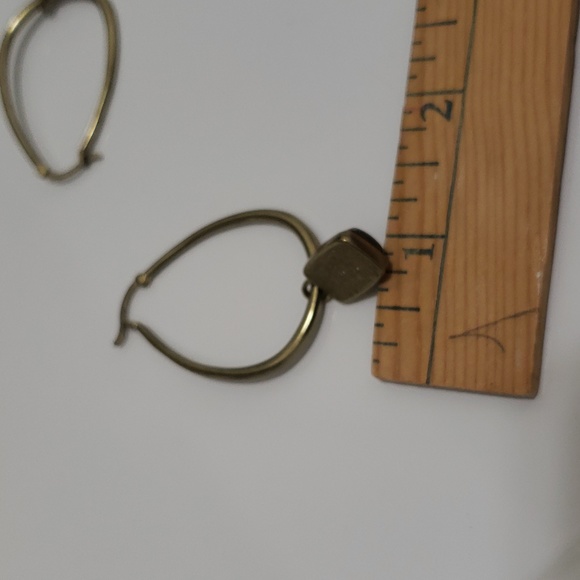 NWT Beautiful Banana Republic Genuine Labradorite Stone Hoop Earrings - Picture 6 of 6